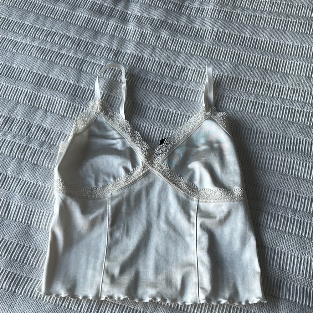 Elegant Cream Lace Trim Cami Top